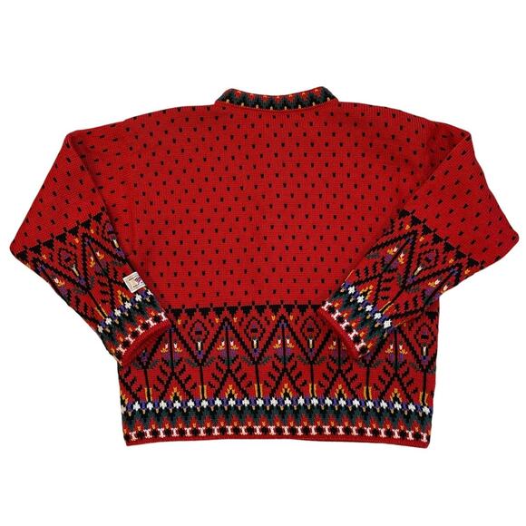 Vtg Dale Of Norway Cardigan Sweater Womens Sz Medium Red Fair Isle Scandinavian - Picture 2 of 10